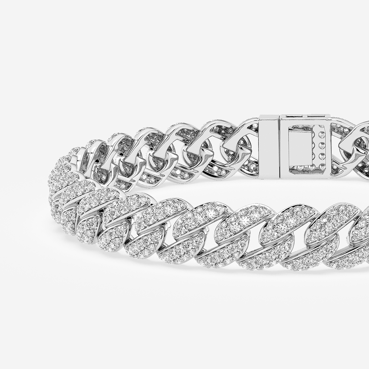 Additional Image 1 for  7 2/5 ctw Round Lab Grown Diamond Cuban Link Bracelet - 8.5 Inches
